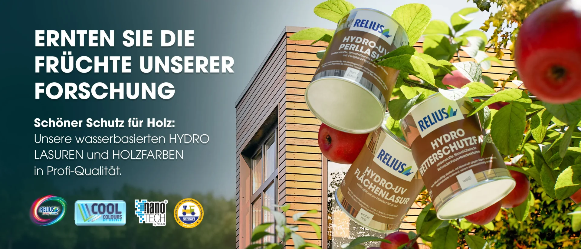 Schöner Schutz für Holz: Unsere wasserbasierten HYDRO LASUREN und HOLZFARBEN in Profi-Qualität.