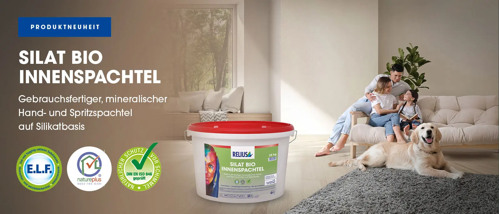 Silat Bio Innenspachtel - Gebrauchsfertiger, mineralischer Hand- und Spritzspachtel auf Silikatbasis